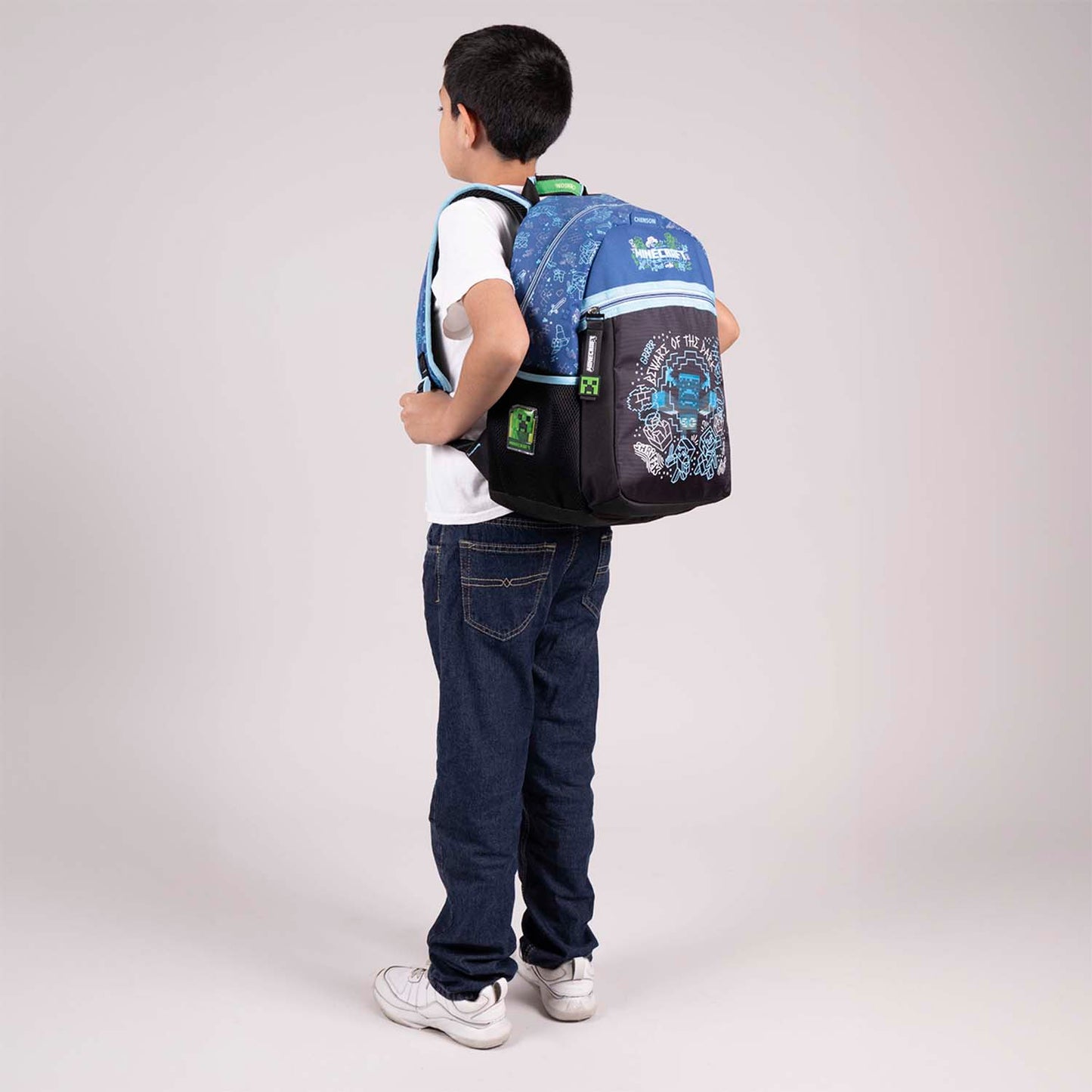 Mochila Chenson Minecraft modelo WUNDER color azul con negro