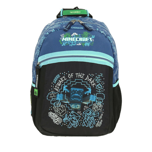 Mochila Chenson Minecraft modelo WUNDER color azul con negro