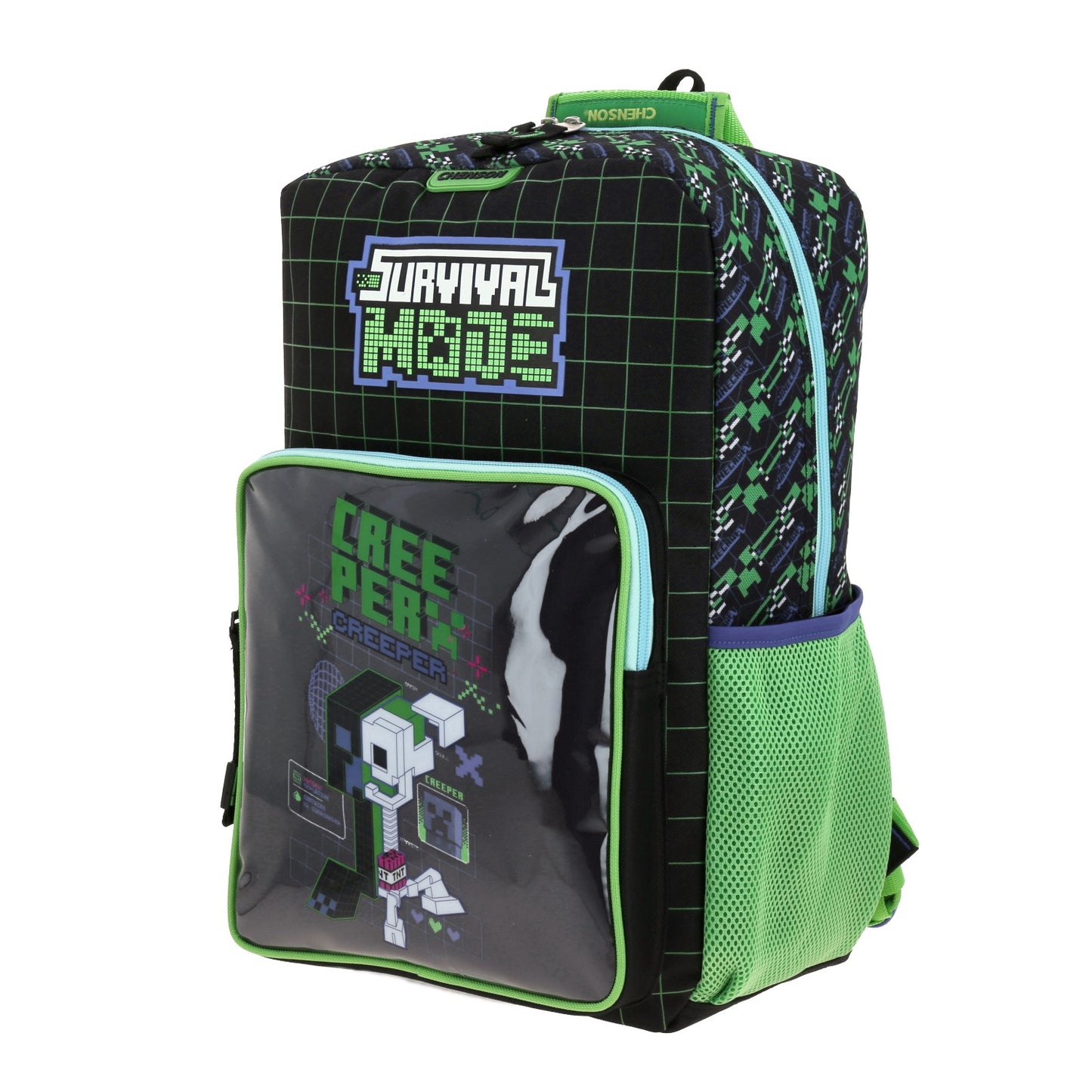 Mochila Chenson Minecraft modelo BINIT color negro con verde