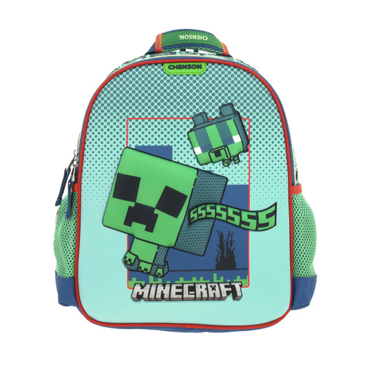 Mochila Chenson Minecraft modelo BLIPER color azul con verde tamaño KINDER