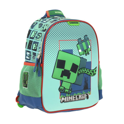 Mochila Chenson Minecraft modelo BLIPER color azul con verde tamaño KINDER