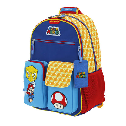 Mochila Chenson Super Mario Bros modelo ETHIAN color azul con rojo y amarillo