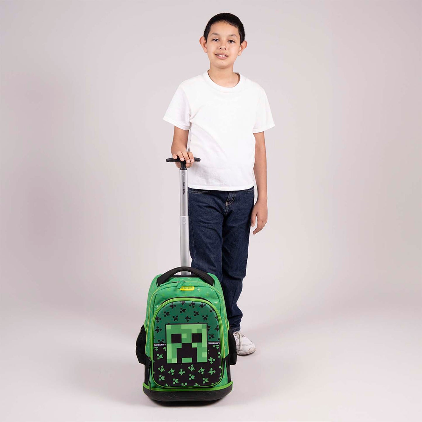 Mochila Chenson Minecraft modelo DUPPER color con verde con RUEDAS