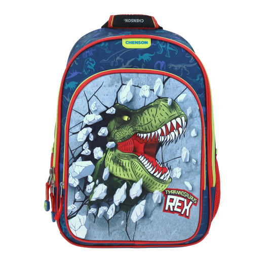 Mochila Chenson modelo T-Rex MATI color azul con rojo