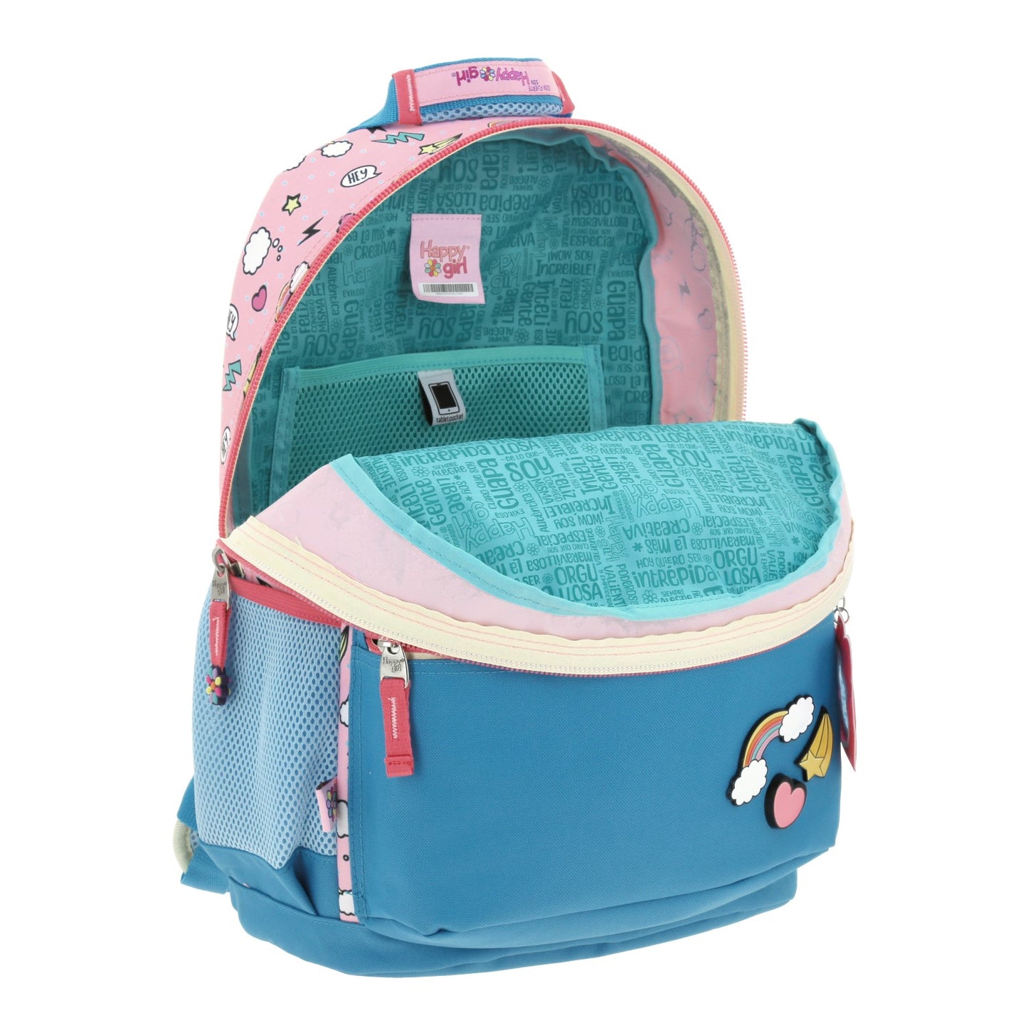 Mochila Chenson Happy Girl modelo POPT color azul con rosa