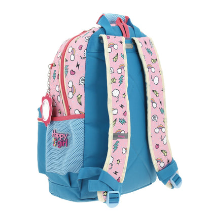 Mochila Chenson Happy Girl modelo POPT color azul con rosa