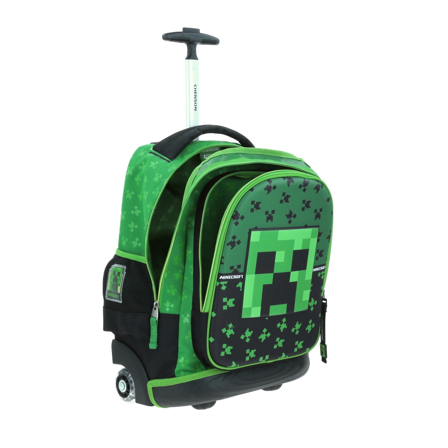 Mochila Chenson Minecraft modelo DUPPER color con verde con RUEDAS