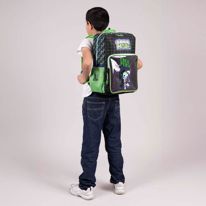 Mochila Chenson Minecraft modelo BINIT color negro con verde