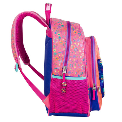 Mochila Chenson Happy Girl modelo POXI color rosa con naranja y azul