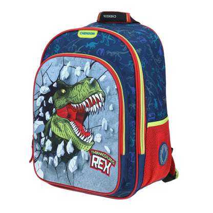 Mochila Chenson modelo T-Rex MATI color azul con rojo