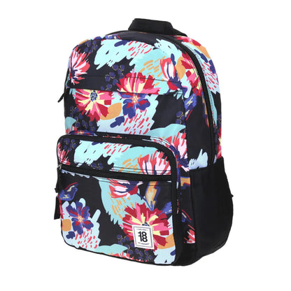 Mochila Chenson 1818 modelo GINEA color negro con estampado de flores