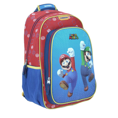 Mochila Chenson Super Mario Bros modelo JUMPER color azul con rojo