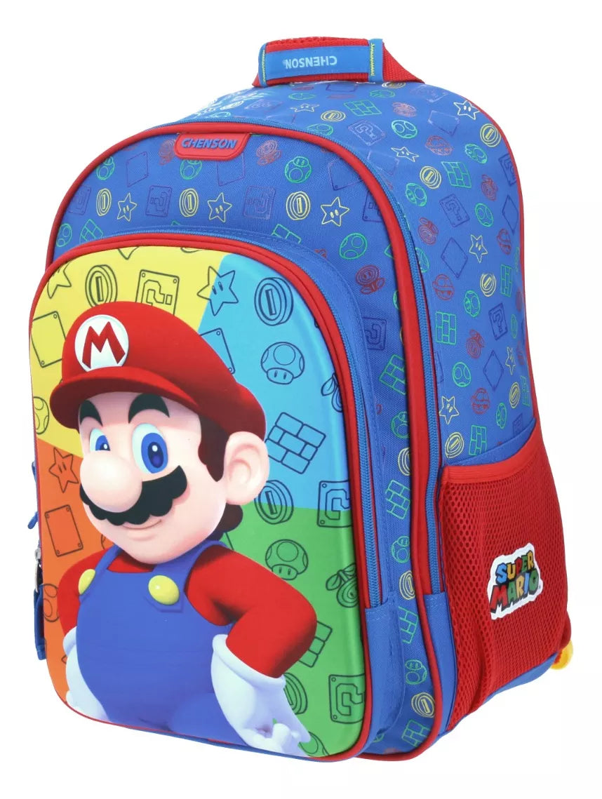 Mochila Chenson Super Mario Bros modelo PLAYBA color azul