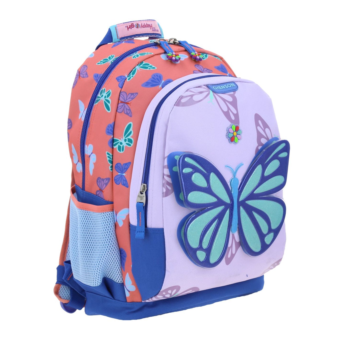 Mochila Chenson Happy Girl modelo BUTER color lila con azul y rosa