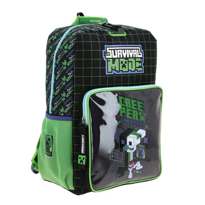 Mochila Chenson Minecraft modelo BINIT color negro con verde