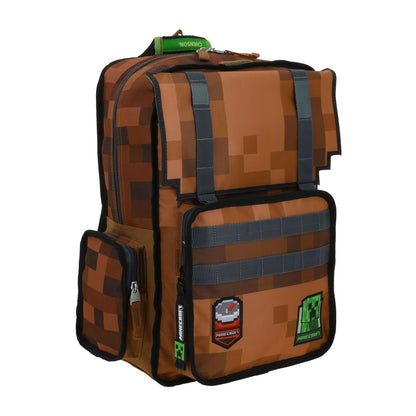 Mochila Chenson Minecraft modelo PEXEL color ladrillo con verde