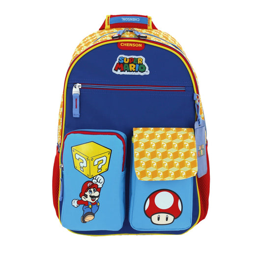 Mochila Chenson Super Mario Bros modelo ETHIAN color azul con rojo y amarillo