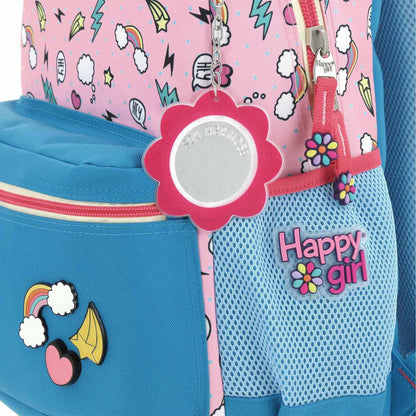 Mochila Chenson Happy Girl modelo POPT color azul con rosa