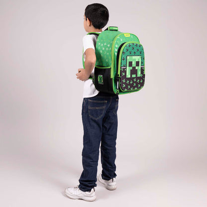 Mochila Chenson Minecraft modelo DUPPER color verde con negro