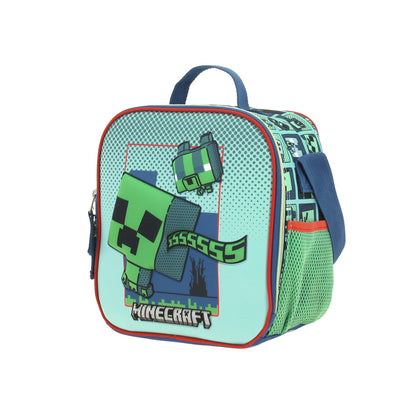 Lonchera Chenson Minecraft modelo BLIPER color azul con verde