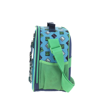 Lonchera Chenson Minecraft modelo SORV color azul con verde