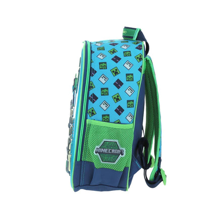 Mochila Chenson Minecraft modelo SORV color azul con verde tamaño KINDER