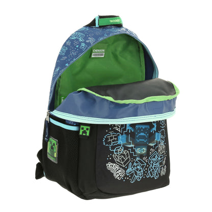 Mochila Chenson Minecraft modelo WUNDER color azul con negro