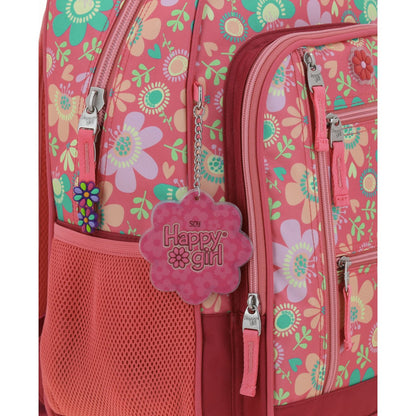 Mochila Chenson Happy Girl modelo FLORIS color rosa con rojo