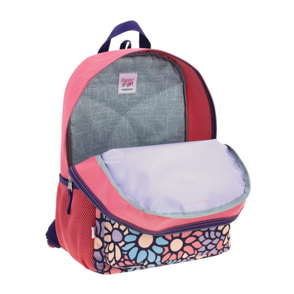 Mochila Chenson Happy Girl modelo TENCIA color rosa con lila, azul y amarillo