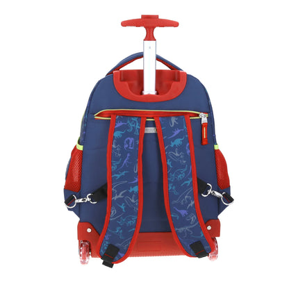 Mochila Chenson modelo T-Rex MATI con RUEDAS color azul con rojo