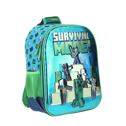 Mochila Chenson Minecraft modelo SORV color azul con verde tamaño KINDER