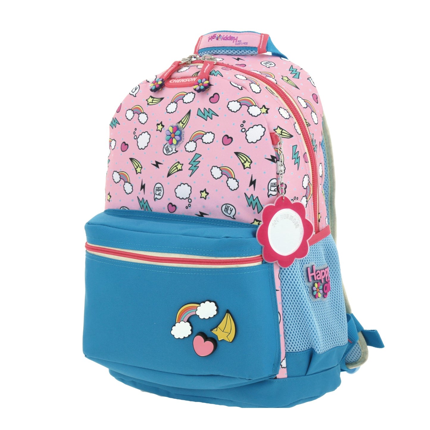 Mochila Chenson Happy Girl modelo POPT color azul con rosa