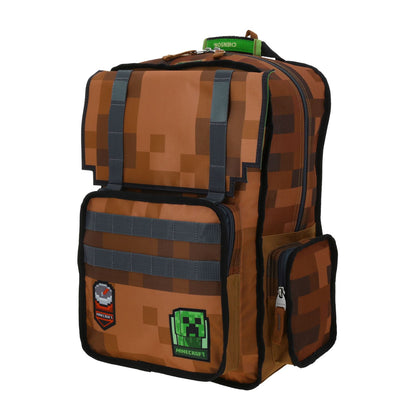 Mochila Chenson Minecraft modelo PEXEL color ladrillo con verde