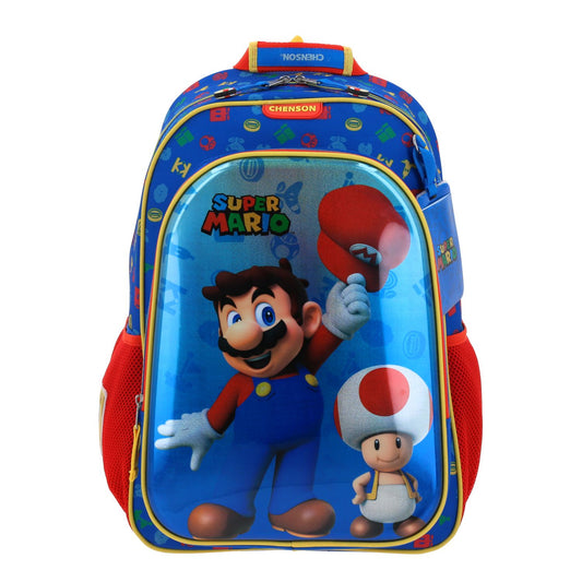 Mochila Chenson Super Mario Bros modelo AURY color azul con rojo