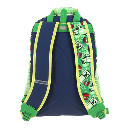 Mochila Chenson Minecraft modelo BANSK color azul con verde