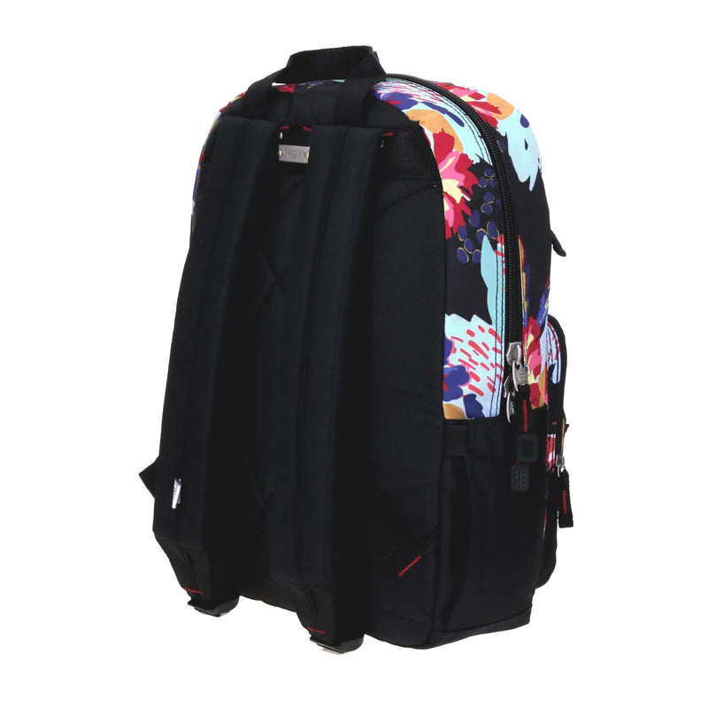 Mochila Chenson 1818 modelo GINEA color negro con estampado de flores