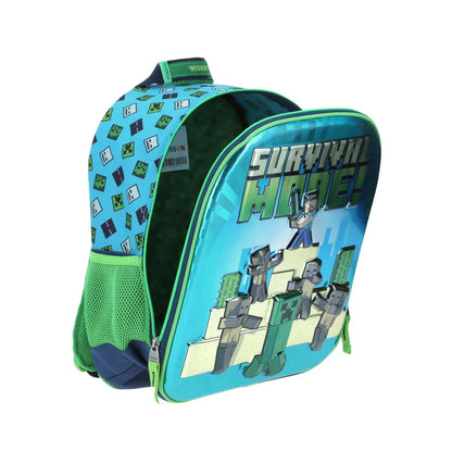 Mochila Chenson Minecraft modelo SORV color azul con verde tamaño KINDER