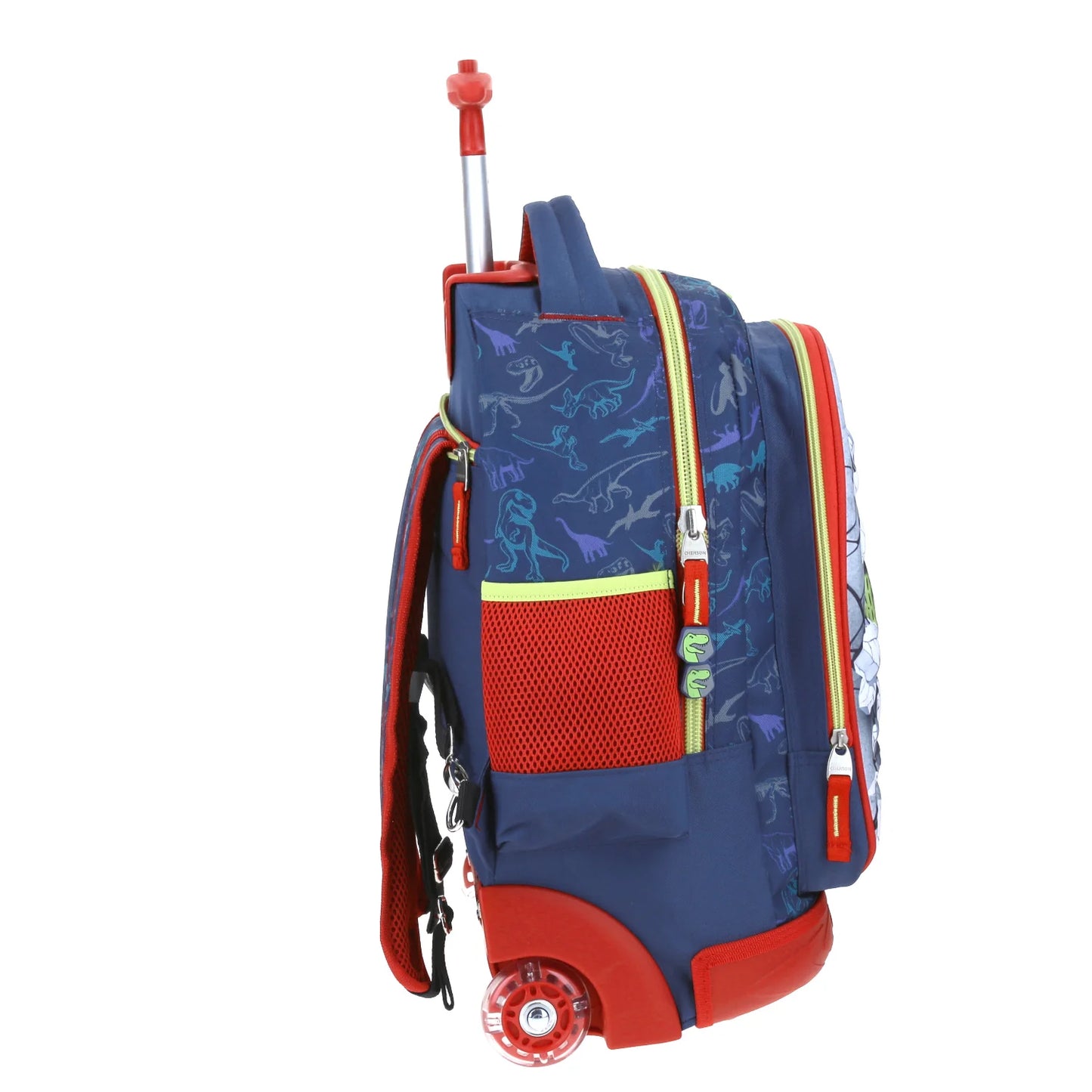 Mochila Chenson modelo T-Rex MATI con RUEDAS color azul con rojo