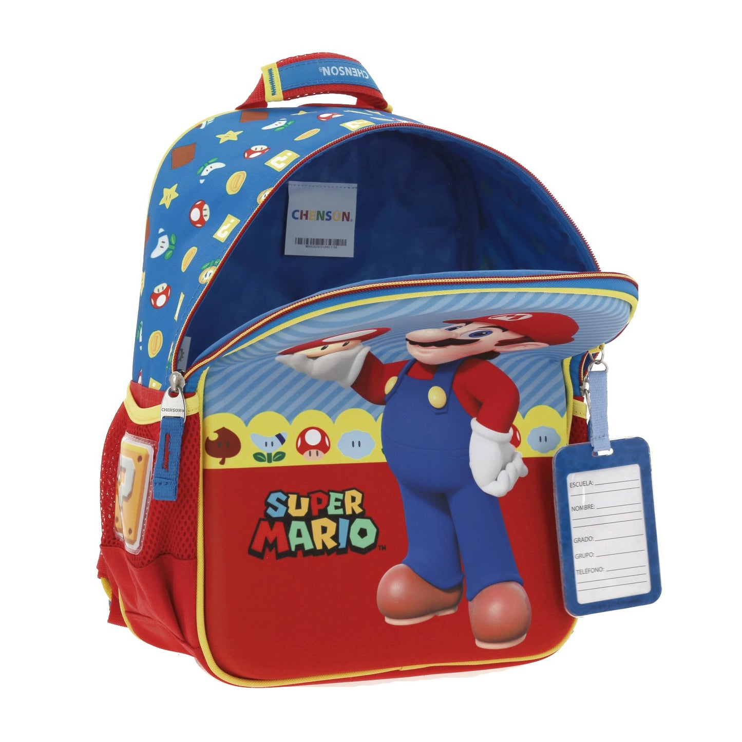 Mochila Chenson Super Mario Bros modelo MUSH color azul con rojo tamaño KINDER