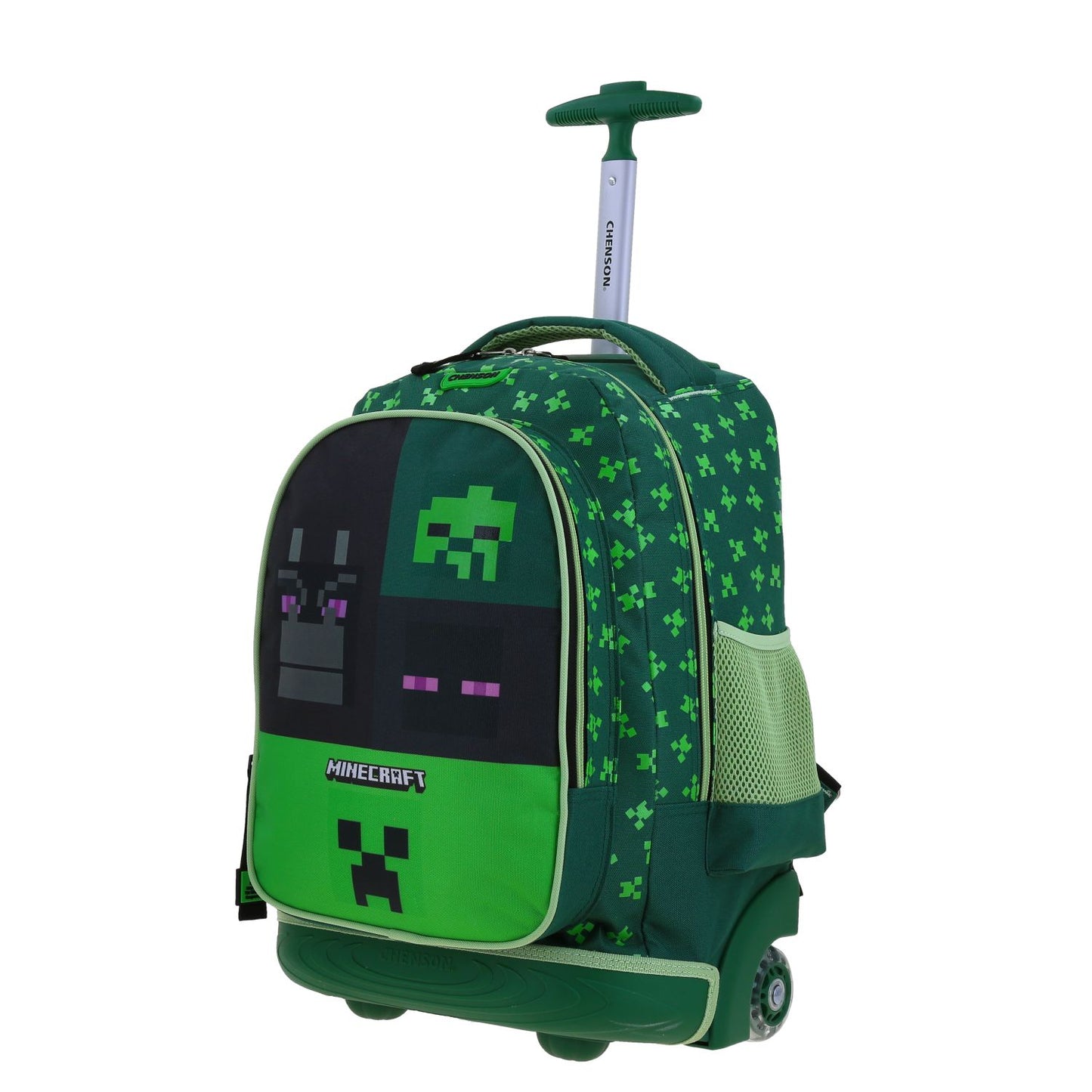 Mochila Chenson Minecraft modelo CONST color con verde con RUEDAS