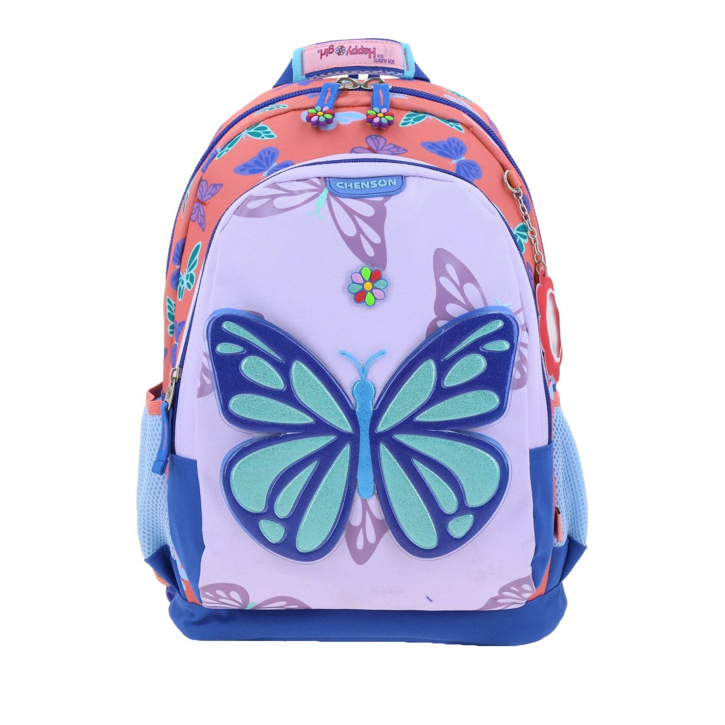 Mochila Chenson Happy Girl modelo BUTER color lila con azul y rosa