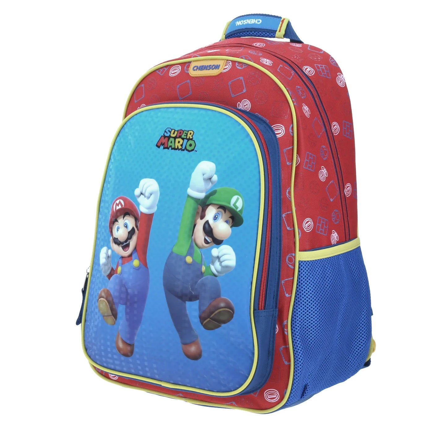 Mochila Chenson Super Mario Bros modelo JUMPER color azul con rojo