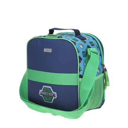 Lonchera Chenson Minecraft modelo SORV color azul con verde