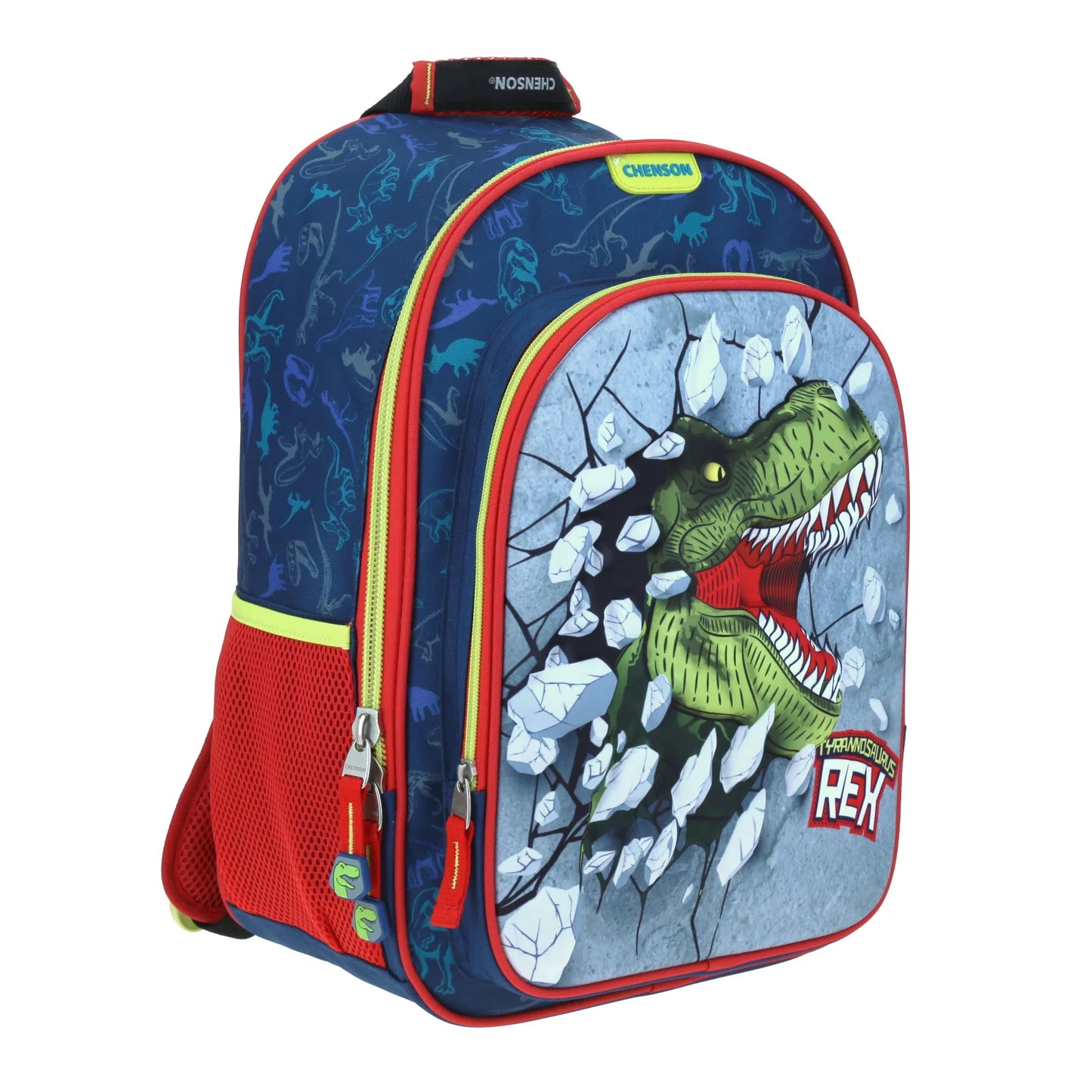 Mochila Chenson modelo T-Rex MATI color azul con rojo