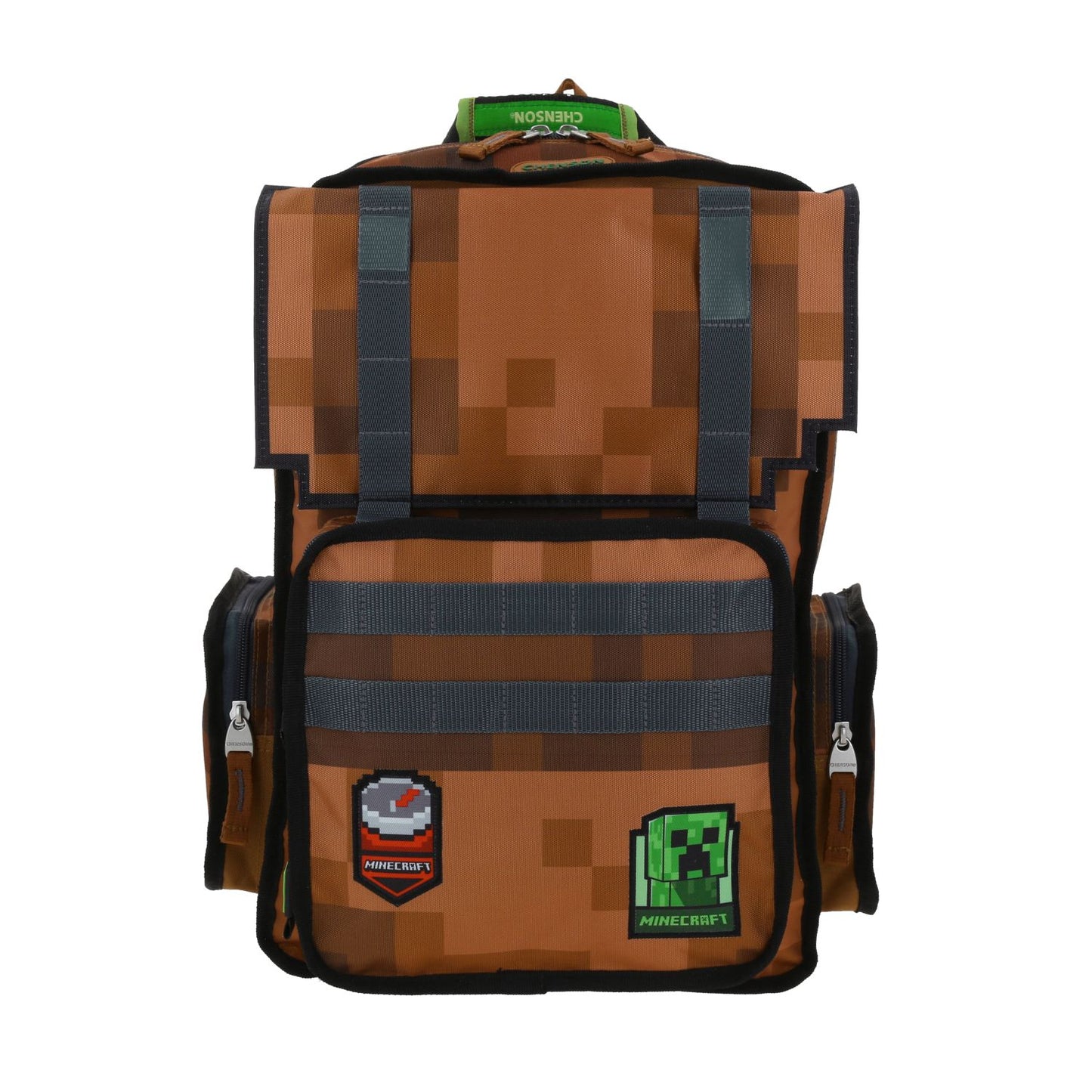 Mochila Chenson Minecraft modelo PEXEL color ladrillo con verde