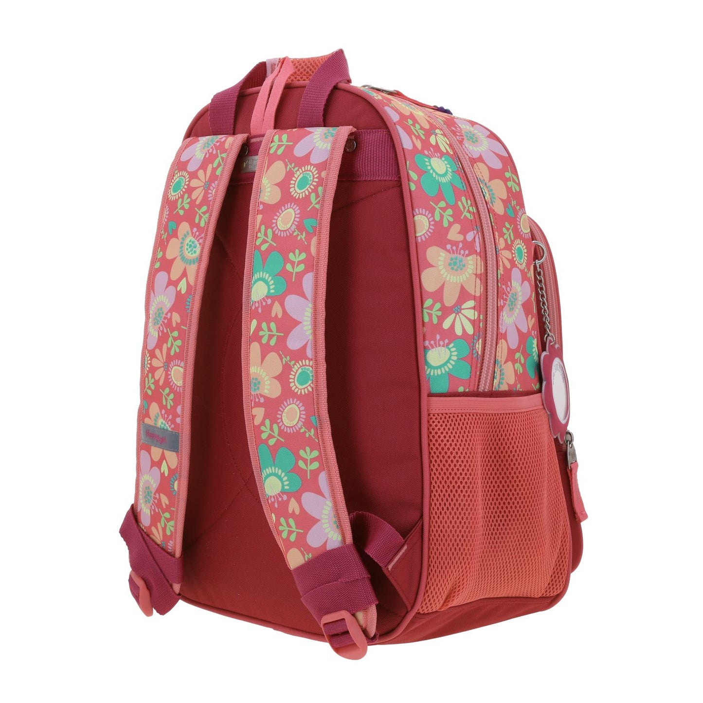 Mochila Chenson Happy Girl modelo FLORIS color rosa con rojo