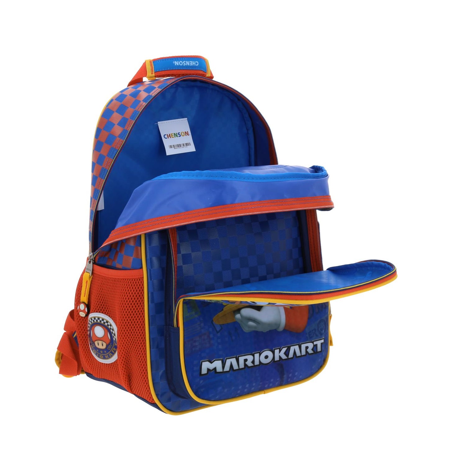 Mochila Chenson Super Mario Bros modelo VELOZ color azul con naranja