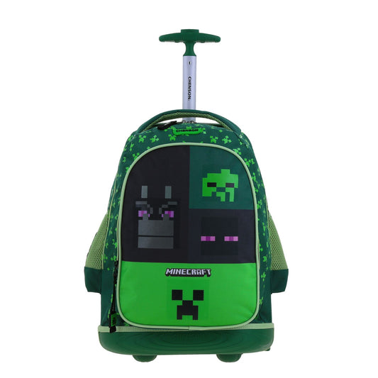 Mochila Chenson Minecraft modelo CONST color con verde con RUEDAS