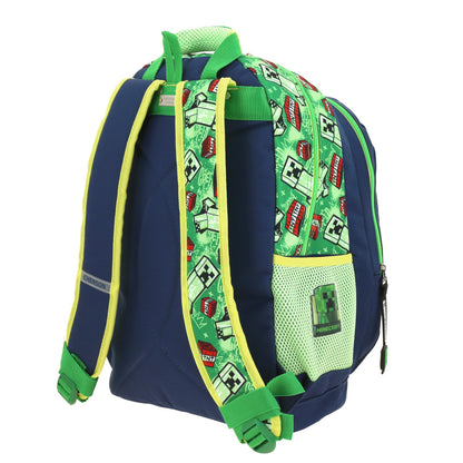 Mochila Chenson Minecraft modelo BANSK color azul con verde