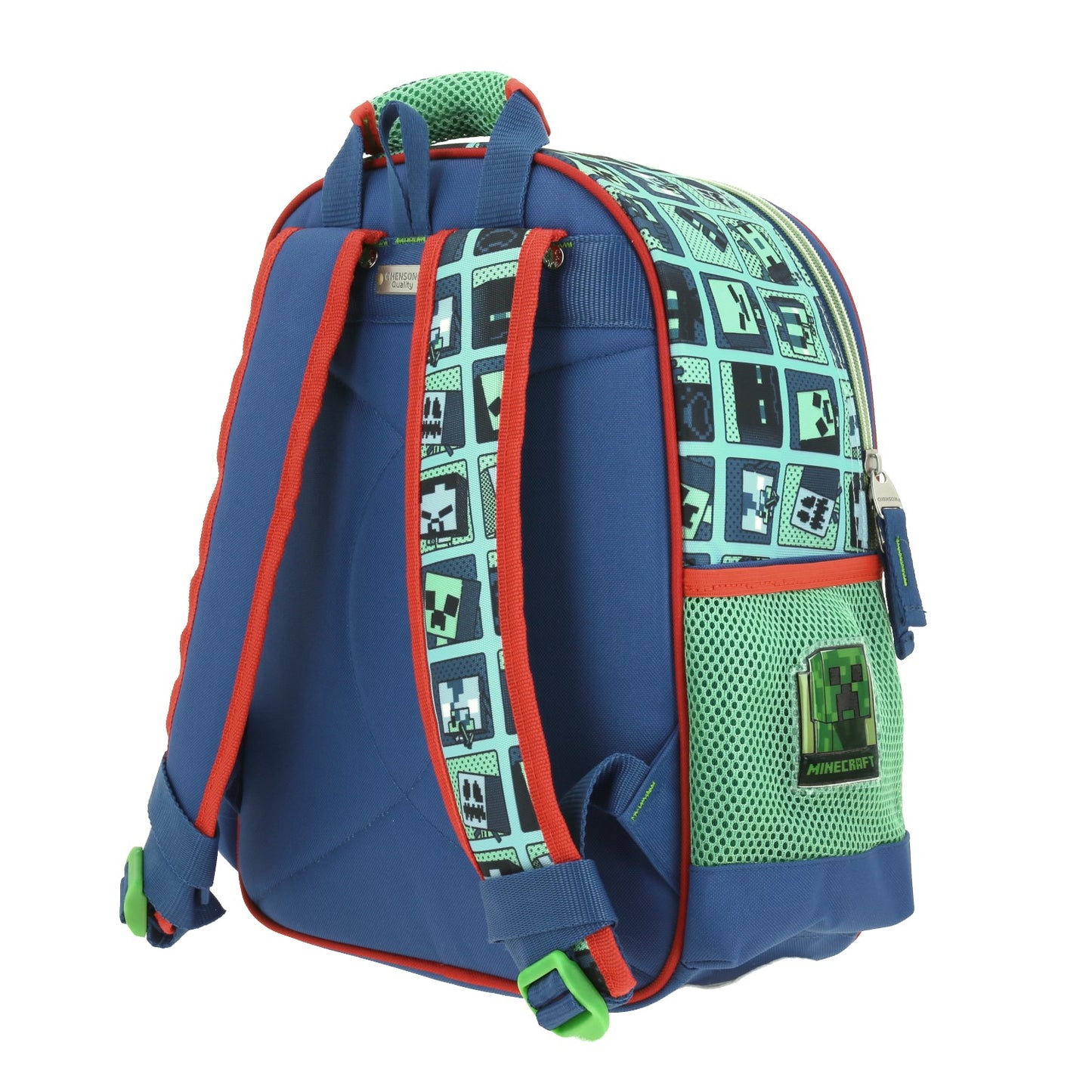 Mochila Chenson Minecraft modelo BLIPER color azul con verde tamaño KINDER